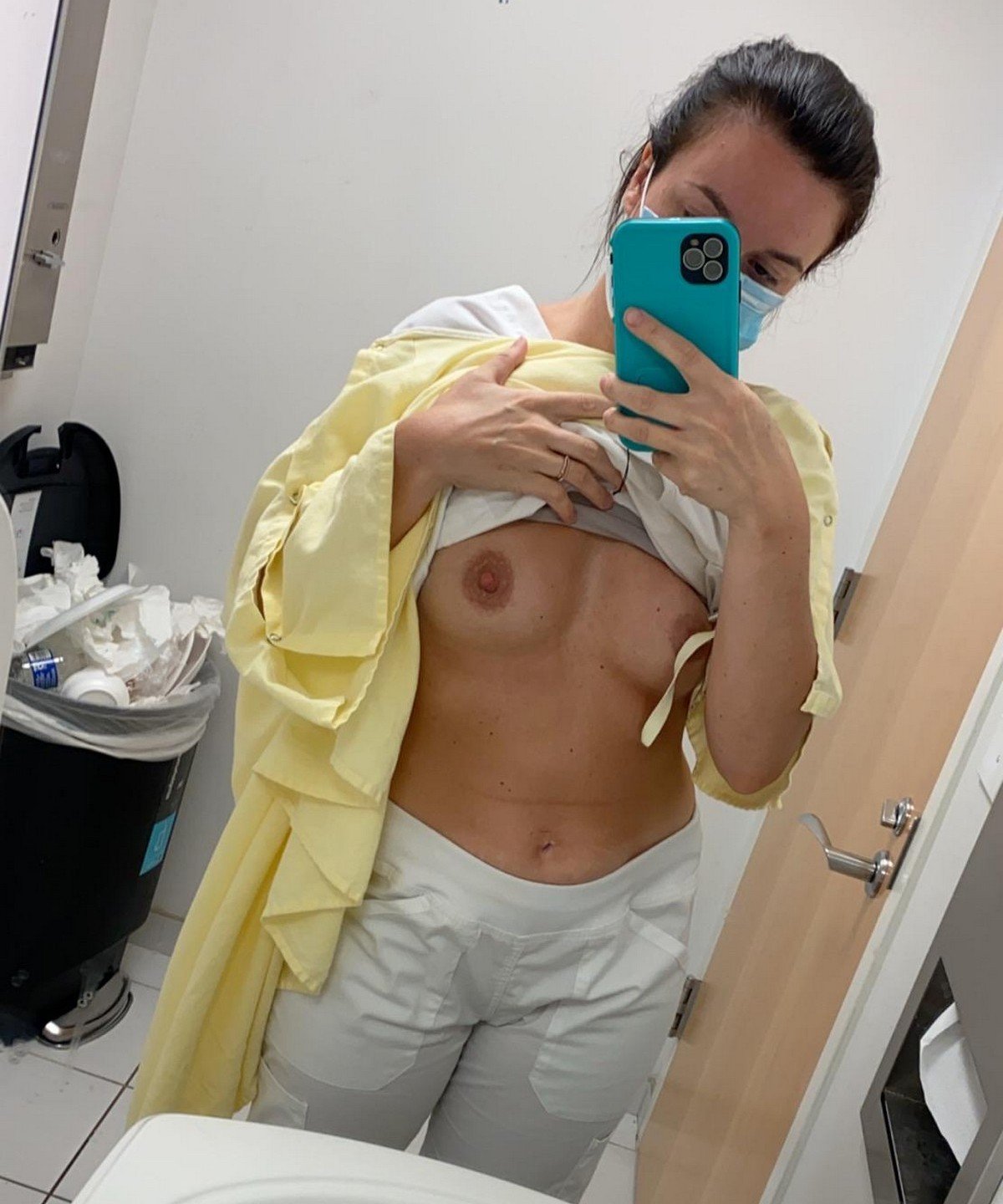 Naked nurse selfie